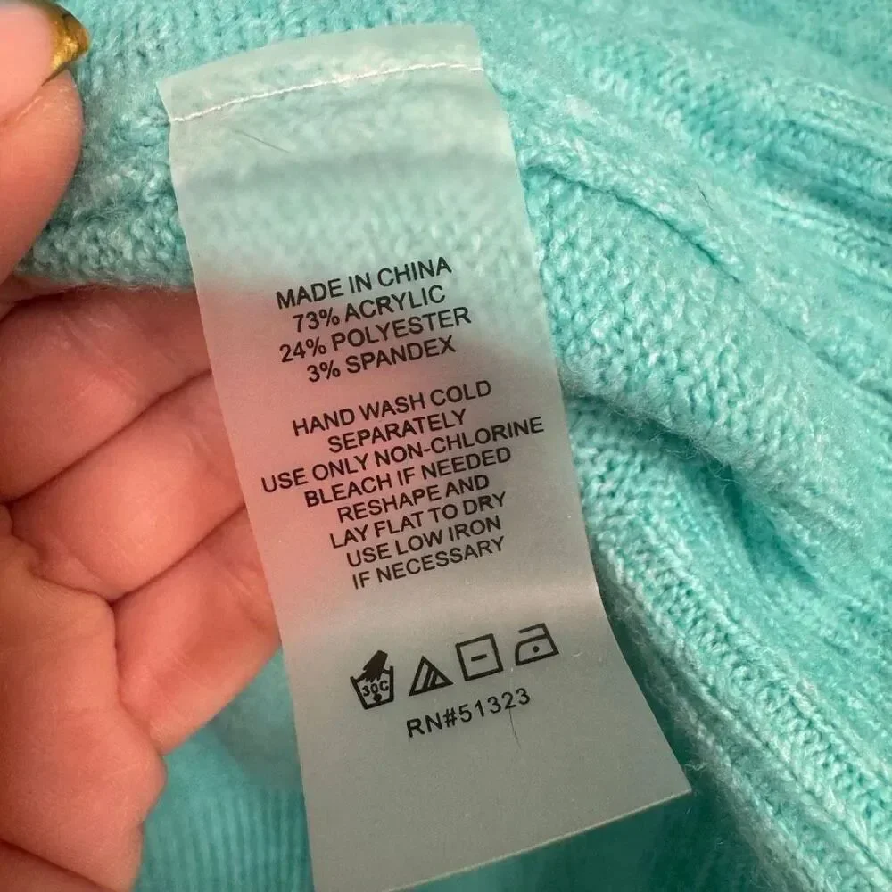 Vince Camuto Aqua Blue Cozy Soft Oversized Sweater Large